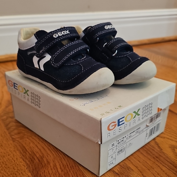 Geox Kids' Dark Blue and White Sneakers - Picture 1 of 6